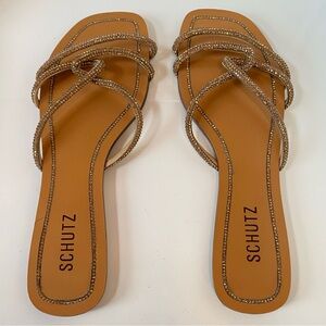 SCHUTZ | Honey | Crystal Embellished Slide/Sandals | Size 9.5B
